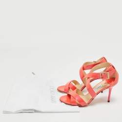 Jimmy Choo Pink Lace and Patent Leather Lottie Strappy Sandals Size 36