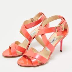 Jimmy Choo Pink Lace and Patent Leather Lottie Strappy Sandals Size 36