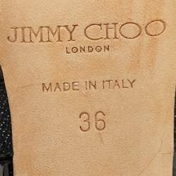 Jimmy Choo Black Canvas and Patent Ivette Strappy Sandals Size 36