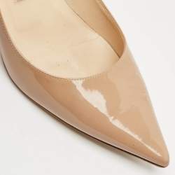 Jimmy Choo Beige Patent Leather Romy Pointed Toe Pumps Size 36