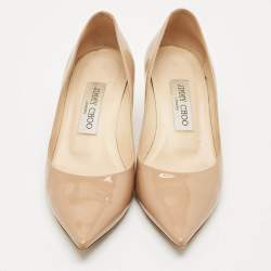 Jimmy Choo Beige Patent Leather Romy Pointed Toe Pumps Size 36