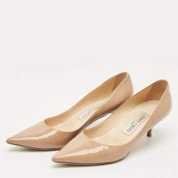 Jimmy Choo Beige Patent Leather Romy Pointed Toe Pumps Size 36