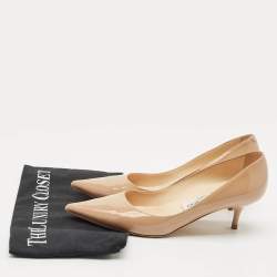 Jimmy Choo Beige Patent Leather Romy Pointed Toe Pumps Size 36