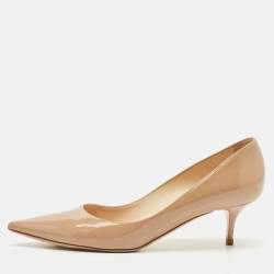 Jimmy Choo Beige Patent Leather Romy Pointed Toe Pumps Size 36