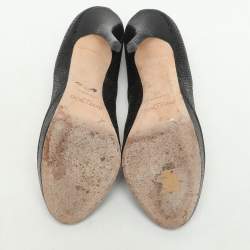 Jimmy Choo Black Glitter Fabric and Leather Luna Platform Pumps Size 39