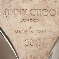 Pre Owned Jimmy Choo Metallic Lizard Embossed Leather Baxen Wedge Pumps Size 39.5