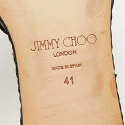 Pre Owned JIMMY Choo Black Suede Caged Strappy Ankle Strap Wedge Sandals Size 41