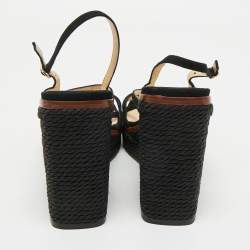 Pre Owned JIMMY Choo Black Suede Caged Strappy Ankle Strap Wedge Sandals Size 41