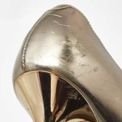 Pre Owned Jimmy Choo Gold Leather Love Pumps Size 36.5