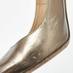 Pre Owned Jimmy Choo Gold Leather Love Pumps Size 36.5