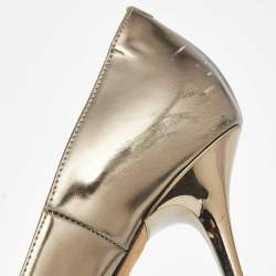 Pre Owned Jimmy Choo Gold Leather Love Pumps Size 36.5