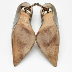 Pre Owned Jimmy Choo Gold Leather Love Pumps Size 36.5