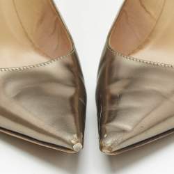 Pre Owned Jimmy Choo Gold Leather Love Pumps Size 36.5