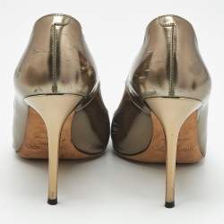 Pre Owned Jimmy Choo Gold Leather Love Pumps Size 36.5