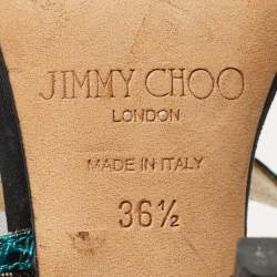 Pre Owned Jimmy Choo Multicolor Suede and Mesh Visby Sandals Size 36.5