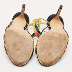 Pre Owned Jimmy Choo Multicolor Suede and Mesh Visby Sandals Size 36.5