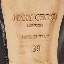 Pre Owned Jimmy Choo Black Patent Leather Vita Peep Toe Platform Slingback Sandals Size 39