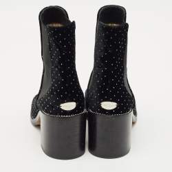 Pre Owned Jimmy Choo Black Velvet Crystal Embellished Ankle Boots Size 39