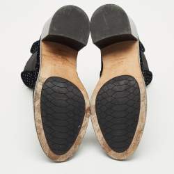 Pre Owned Jimmy Choo Black Velvet Crystal Embellished Ankle Boots Size 39