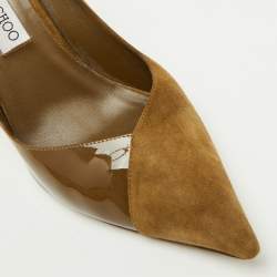 Jimmy Choo Caper Green Patent Leather and Suede Cass Pointed Toe Pumps Size 41.5
