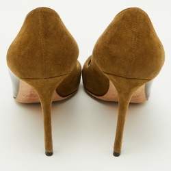 Jimmy Choo Caper Green Patent Leather and Suede Cass Pointed Toe Pumps Size 41.5