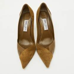 Jimmy Choo Caper Green Patent Leather and Suede Cass Pointed Toe Pumps Size 41.5