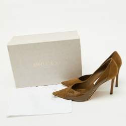 Jimmy Choo Caper Green Patent Leather and Suede Cass Pointed Toe Pumps Size 41.5