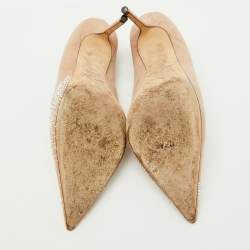 Pre Owned Jimmy Choo Beige Suede Crystal Embellished Love 85 Pumps Size 41.5