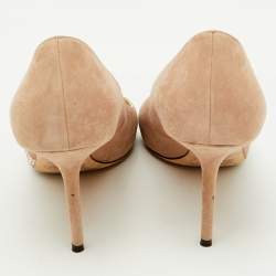 Pre Owned Jimmy Choo Beige Suede Crystal Embellished Love 85 Pumps Size 41.5