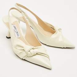 Jimmy Choo Cream knotted Patent Elinor 65 Slingback Pumps Size 40