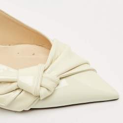 Jimmy Choo Cream knotted Patent Elinor 65 Slingback Pumps Size 40