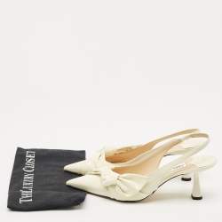 Jimmy Choo Cream knotted Patent Elinor 65 Slingback Pumps Size 40