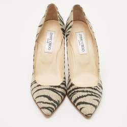 Jimmy Choo Black/Beige Zebra Print Fabric Colorado Pumps Size 39
