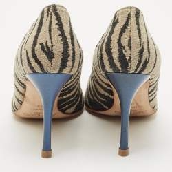 Jimmy Choo Black/Beige Zebra Print Fabric Colorado Pumps Size 39