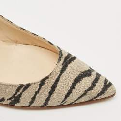 Jimmy Choo Black/Beige Zebra Print Fabric Colorado Pumps Size 39
