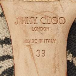 Jimmy Choo Black/Beige Zebra Print Fabric Colorado Pumps Size 39