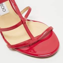 Pre Owned Jimmy Choo Neon Pink Patent Leather Thistle Open Toe Sandals Size 36