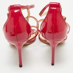 Pre Owned Jimmy Choo Neon Pink Patent Leather Thistle Open Toe Sandals Size 36