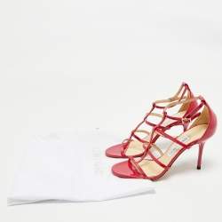 Pre Owned Jimmy Choo Neon Pink Patent Leather Thistle Open Toe Sandals Size 36