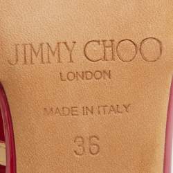 Pre Owned Jimmy Choo Neon Pink Patent Leather Thistle Open Toe Sandals Size 36