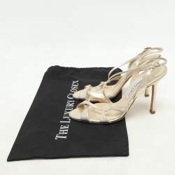 Pre Owned Jimmy Choo Gold Leather Criss Cross Strappy Sandals 39