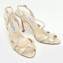 Pre Owned Jimmy Choo Gold Leather Criss Cross Strappy Sandals 39