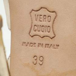 Pre Owned Jimmy Choo Gold Leather Criss Cross Strappy Sandals 39