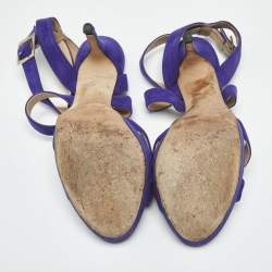Pre Owned Jimmy Choo Purple Suede Maitai Platform Sandals Size 38.5