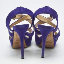 Pre Owned Jimmy Choo Purple Suede Maitai Platform Sandals Size 38.5