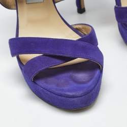 Pre Owned Jimmy Choo Purple Suede Maitai Platform Sandals Size 38.5