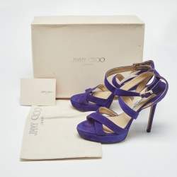 Pre Owned Jimmy Choo Purple Suede Maitai Platform Sandals Size 38.5