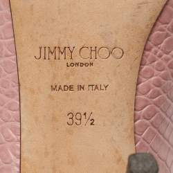Pre Owned Jimmy Choo Light Pink Croc Embossed Leather Pointed Toe Slingback Pumps Size 39.5