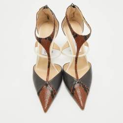 Pre Owned Jimmy Choo Multicolor Snakeskin Embossed and Leather Saoni Pumps Size 40