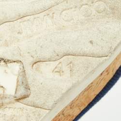 Pre Owned Jimmy Choo Blue Python and Leather Neston Cork Platform Wedge Sandals Size 41